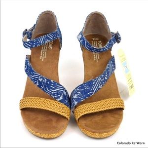NEW Toms Clarissa Batik Print Espadrille Sandals
